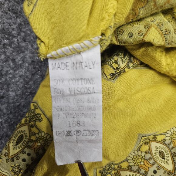 Bohemian Hippie Harem Pants 24" Elastic Waist Yellow Paisley Made in Italy Flowy - Picture 4 of 7